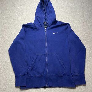 Nike Hoodie Mens Large Blue Full Zip Pocket Cotton Blend Logo Solid Long Sleeve